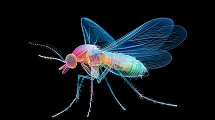 Obraz premium Captivating ultra detailed photograph highlighting the intricate wing structure and delicate legs of a mosquito This stunning close up reveals the complex natural beauty of this small