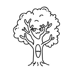 tree with a face icon, tree with a face line art - simple line art of tree with a face, perfect for tree with a face logos and icons