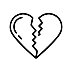 Broken Heart with Crack Line Icon Design