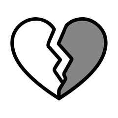 Broken Heart with Crack Line Icon Design