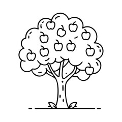 tree with apples icon, tree with apples line art - simple line art of tree with apples, perfect for tree with apples logos and icons