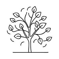 Fototapeta premium tree with autumn leaves icon, tree with autumn leaves line art - simple line art of tree with autumn leaves, perfect for tree with autumn leaves logos and icons