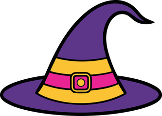 Witch hat for halloween flat icon vector