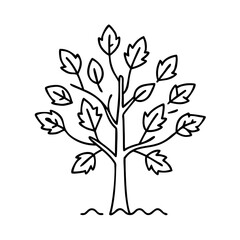 tree with autumn leaves icon, tree with autumn leaves line art - simple line art of tree with autumn leaves, perfect for tree with autumn leaves logos and icons
