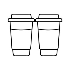 two coffee cups icon, two coffee cups line art - simple line art of two coffee cups, perfect for two coffee cups logos and icons