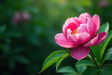 Fototapeta premium Bold, large scale peony blooms, lush greenery , fabric, peony, art