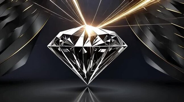 The diamond sparkles on black background
