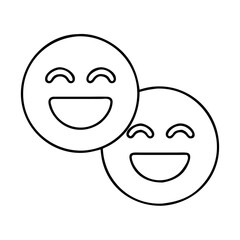 two laughing emojis icon, two laughing emojis line art - simple line art of two laughing emojis, perfect for two laughing emojis logos and icons