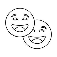 two laughing emojis icon, two laughing emojis line art - simple line art of two laughing emojis, perfect for two laughing emojis logos and icons