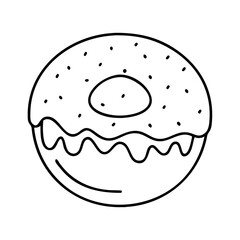 vanilla cream filled doughnut icon, vanilla cream filled doughnut line art - simple line art of vanilla cream filled doughnut, perfect for vanilla cream filled doughnut logos and icons