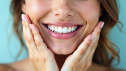 Obraz premium Close-Up of a Radiant Smile with Clean, White Teeth