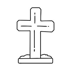white cross grave marker icon, white cross grave marker line art - simple line art of white cross grave marker, perfect for white cross grave marker logos and icons