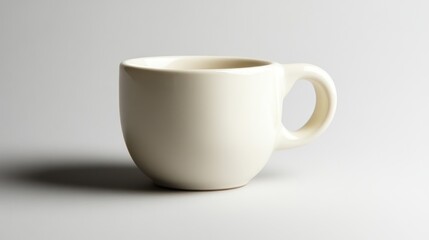 Cream-colored ceramic mug with simple handle.