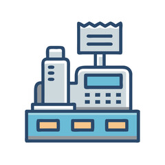 Checkout Machine with Scanner Icon Design