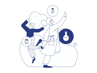 Medical characters fighting the epidemic flat vector concept operation hand drawn illustration
