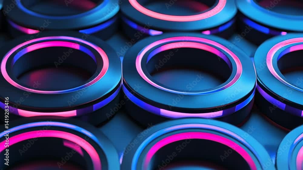 Aufkleber vibrant neon rings in a mesmerizing arrangement creating a stunning visual experience of color and l