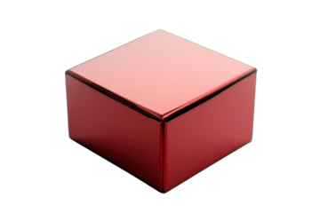 Sleek Red Cube Minimalist 3D Render on Black Background Perfect for Modern Design Projects on transparent background