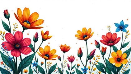 Intricate line art wildflowers, continuous design , botanical, floral pattern