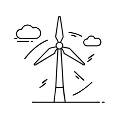 wind turbine icon, wind turbine line art - simple line art of wind turbine, perfect for wind turbine logos and icons