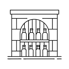 wine cellar icon, wine cellar line art - simple line art of wine cellar, perfect for wine cellar logos and icons
