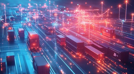 Abstract representation of a modern global logistics network and technology