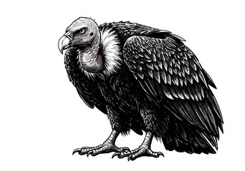 perched vulture vector illustration