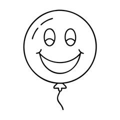 yellow smiley balloon icon, yellow smiley balloon line art - simple line art of yellow smiley balloon, perfect for yellow smiley balloon logos and icons