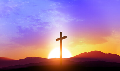 Good Friday concept. Cross on sky background.