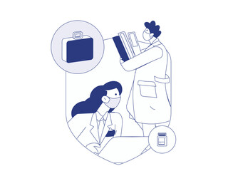 Medical characters fighting the epidemic flat vector concept operation hand drawn illustration
