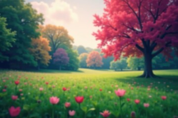 Naklejka premium Abstract blurred nature scene, perfect for website backgrounds, nature, element, leaves