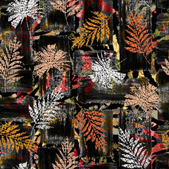 seamless pattern with flowers and leaves