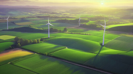 Obraz premium Colorful Aerial Farmlands at Sunrise