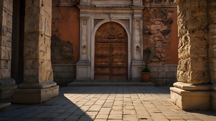 Ancient Architecture with Wooden Door