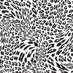 Seamless Distorted Leopard Print in Black and White For Textile Print on Fabric