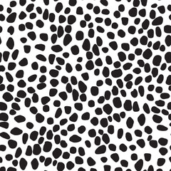 Seamless Dalmatian-Inspired Black and White Spot Pattern for Textile Print on Fabric