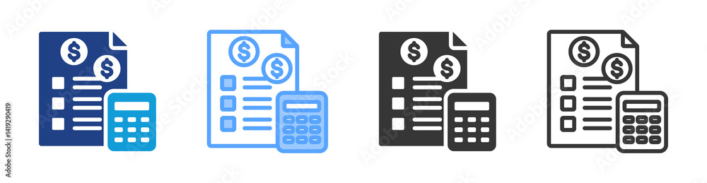 Aufkleber budget icon set multiple style collection