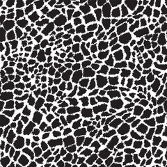 Obraz premium Giraffe Skin Seamless Pattern in Black and White for Textile Print for Fabric