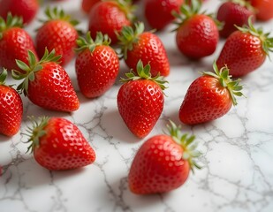 Fresh Strawberries on Marble Background