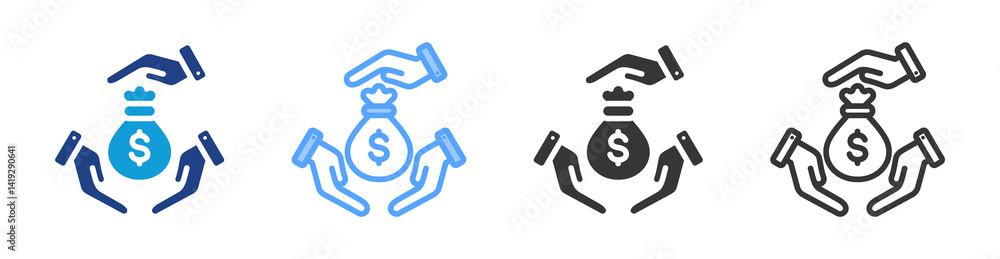 Poster join stock company icon set multiple style collection
