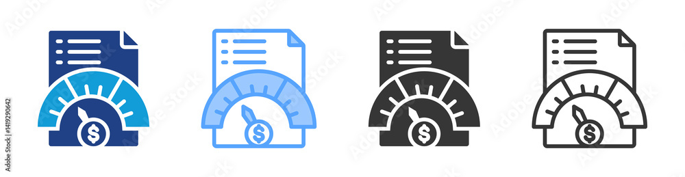 Poster financial performance icon set multiple style collection