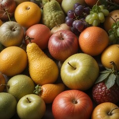 Assorted Fresh Fruits, Close-Up Composition