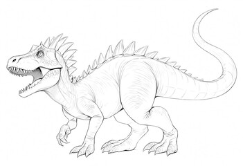 Naklejka premium A dinosaur is walking on a white background