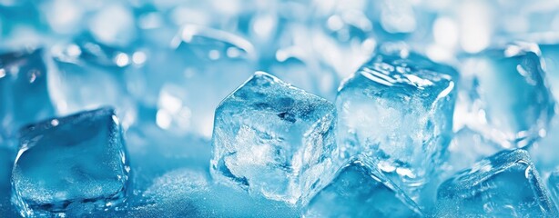 Close-up view of many ice cubes.