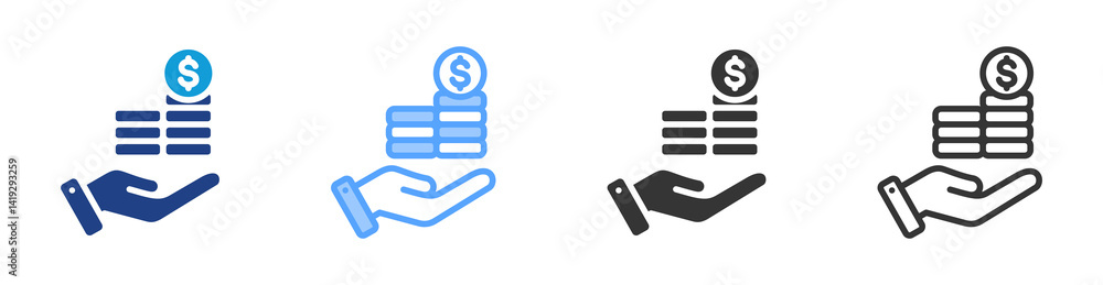 Poster economic value icon set multiple style collection