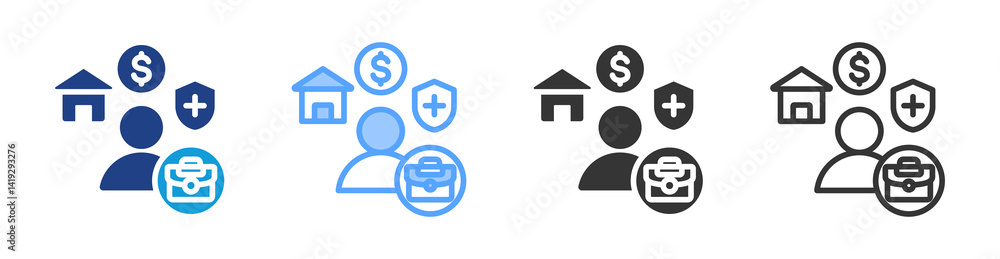 Poster Employee Value icon set multiple style collection