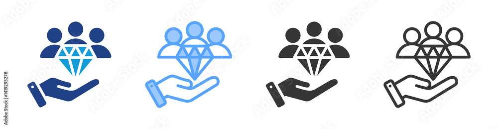 Poster Customer Value icon set multiple style collection
