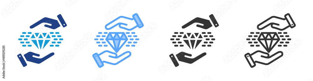 Aufkleber intangible asset icon set multiple style collection