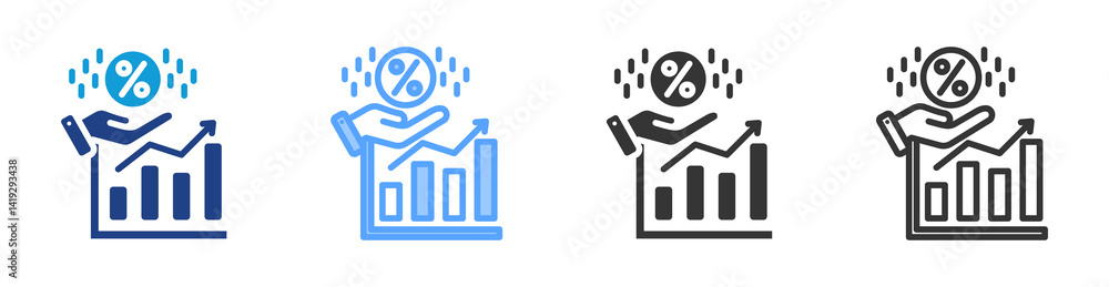 Poster Dividends icon set multiple style collection