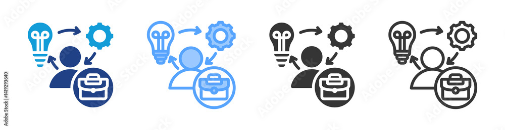 Poster Employee Knowledge icon set multiple style collection