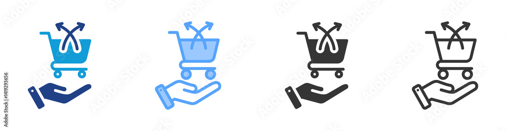Poster cross selling icon set multiple style collection